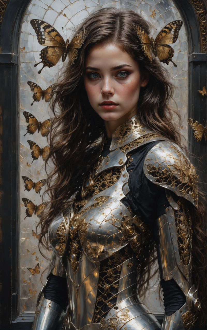 31074841-554464390-In Casey Baugh's evocative style, art of a beautiful young girl cyborg with long brown hair, futuristic, scifi, intricate, elega.png